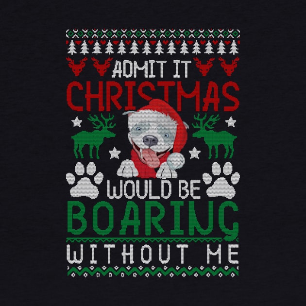 Pit bull Christmas Tshirt by Him